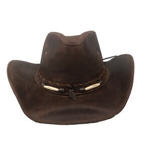 Bullhide Briscoe Chocolate Brown Leather Western Cowboy Hat Size S